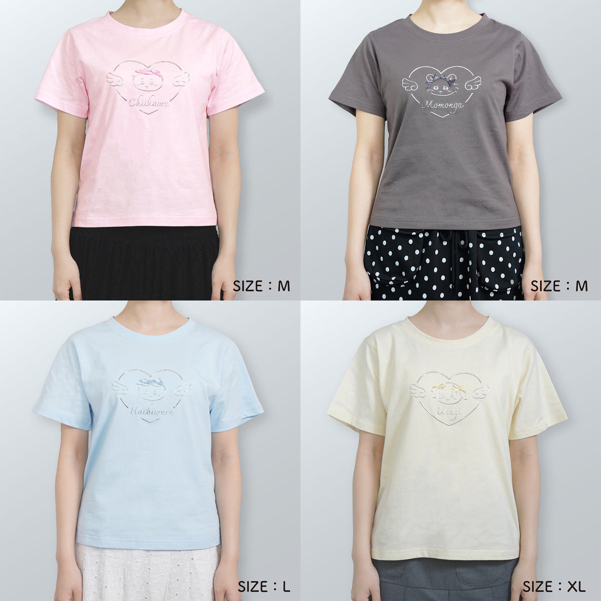 ちいかわ Go!HARAJUKU Tシャツ リボンリボン うさぎ イエロー