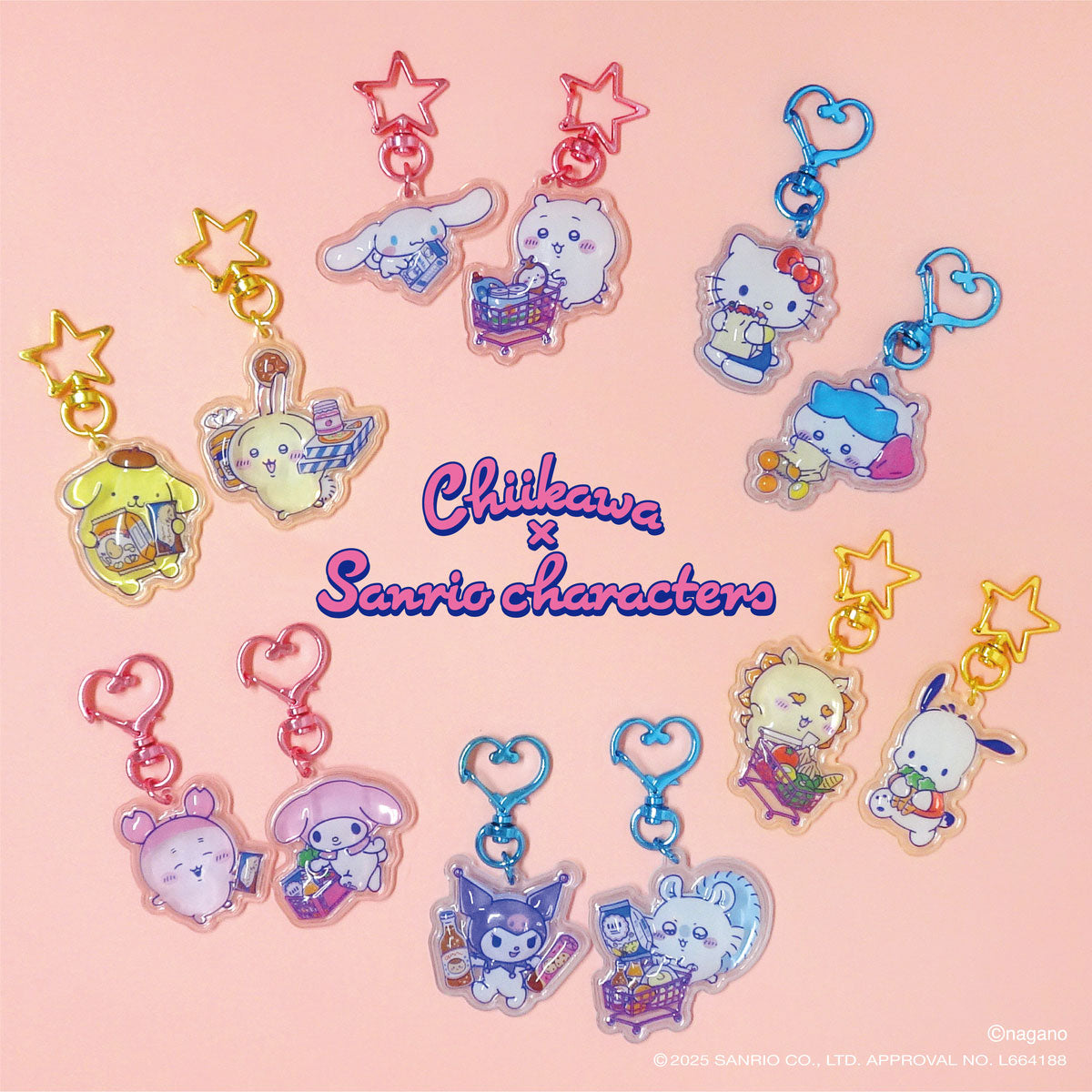 Chiikawa × Sanrio Characters Pair Keychain (Hachiware × Hello Kitty)