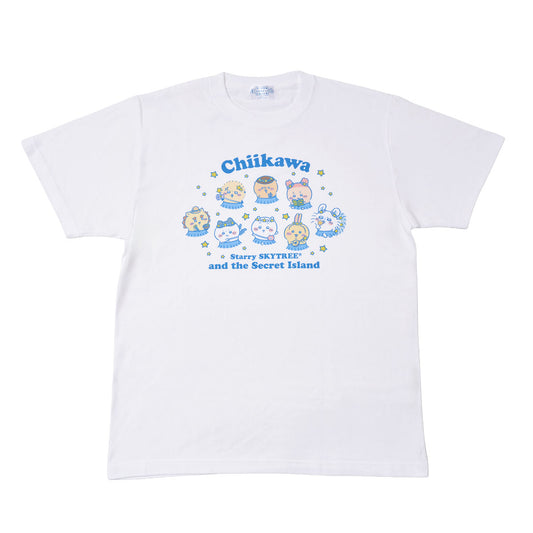 ちいかわ ちいかわ☆星ふるスカイツリー(R)とひみつの島 Tシャツ（secret Island）ホワイト
