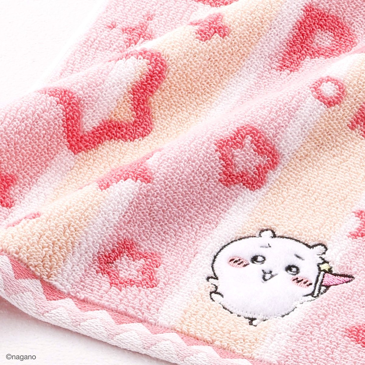 ちいかわ ちいかわパーク ストライプ ミニタオルハンカチ（ピンク）