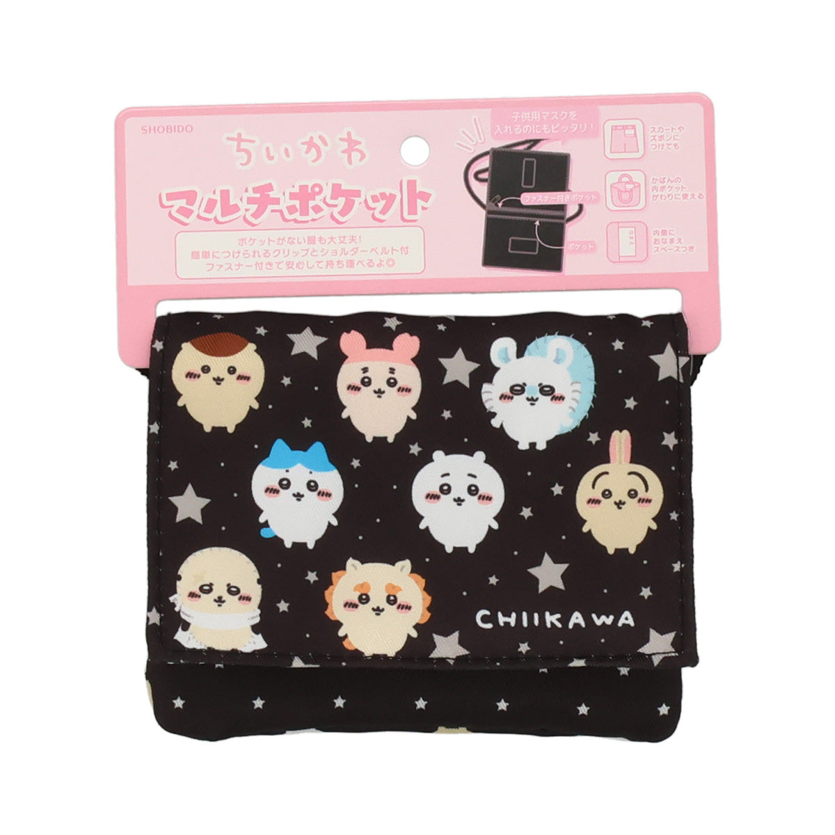 ちいかわ ショルダー付マルチポケット BK