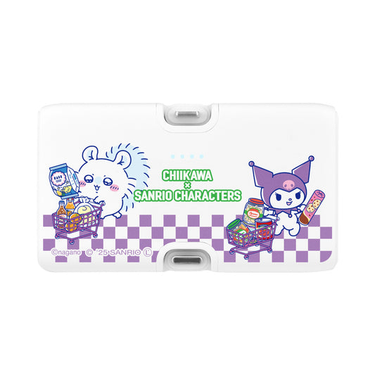 ちいかわ×サンリオキャラクターズ スーパーマーケットなLightning／Type-Cコネクタ付き リチウムイオン充電器 4000mAh（モモンガ＆クロミ）