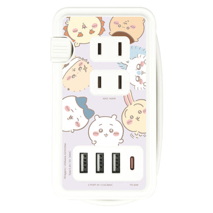 치이카와 USB/USB Type-C 포트가 있는 AC 탭 (집합)