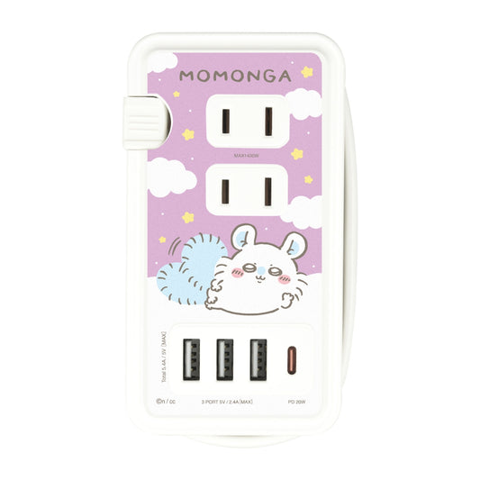ちいかわ USB/USB Type-Cポート付きACタップ（モモンガ）