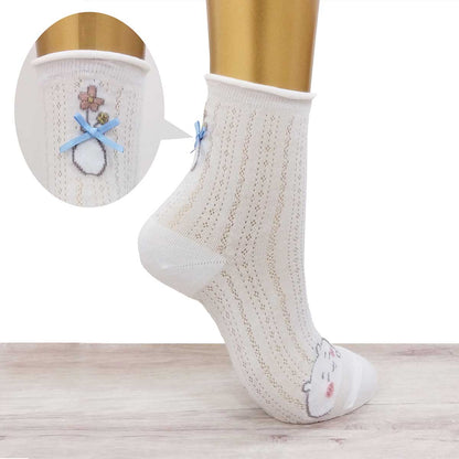 Chiikawa Ribbon Embellished Crew Socks (Off-White) Women's
