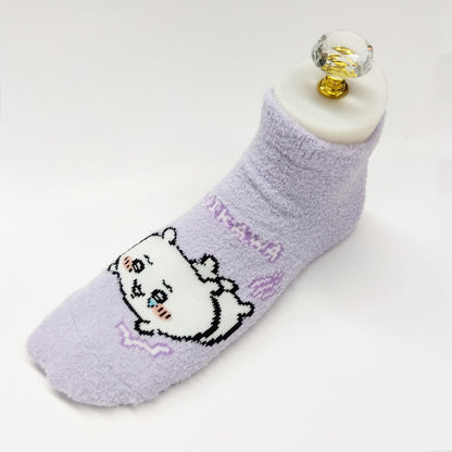 Chiikawa Fluffy Sneaker-Length Socks (Chiikawa Purple) Women's