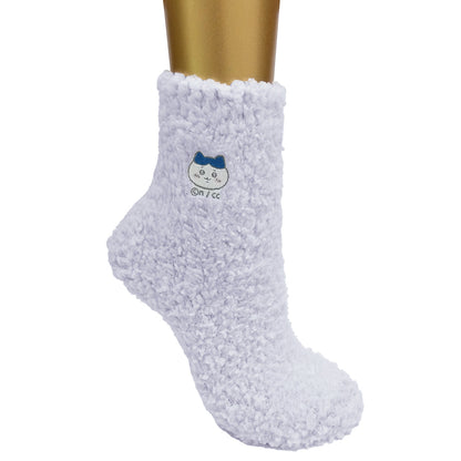 Chiikawa Fluffy Crew Socks (Hachiware Purple) Women's