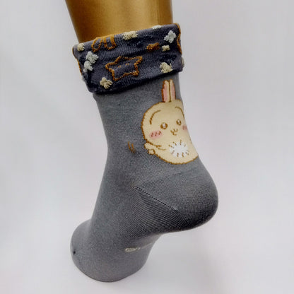 Chiikawa Folded Crew Socks (Usagi) - Women