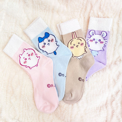Chiikawa Top Moltom Crew Socks (Hachiware) - Women