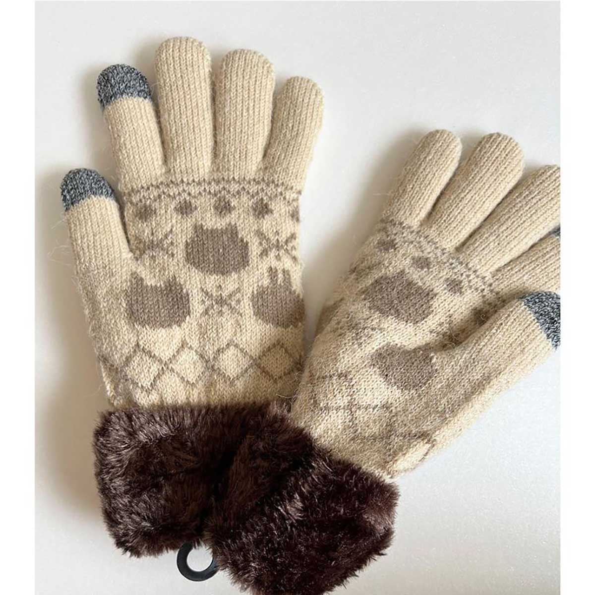 Chiikawa Smartphone-Compatible Gloves (Hachiware Ivory)