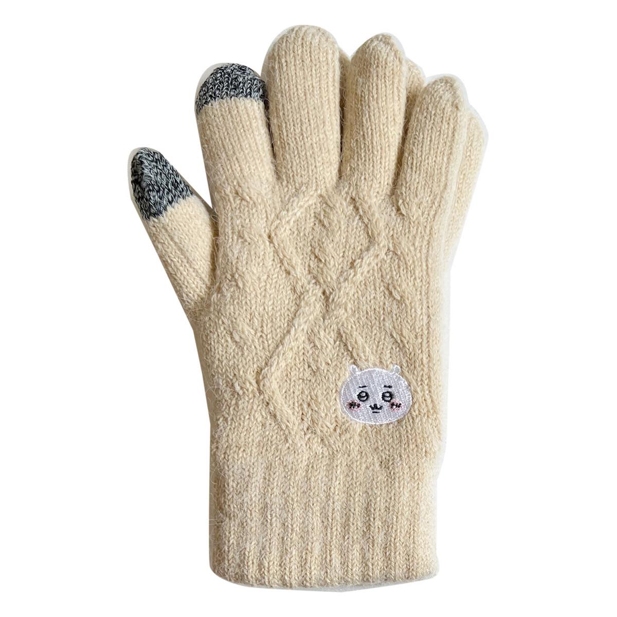 Chiikawa Smartphone-Compatible Cable Gloves (Chiikawa Face)