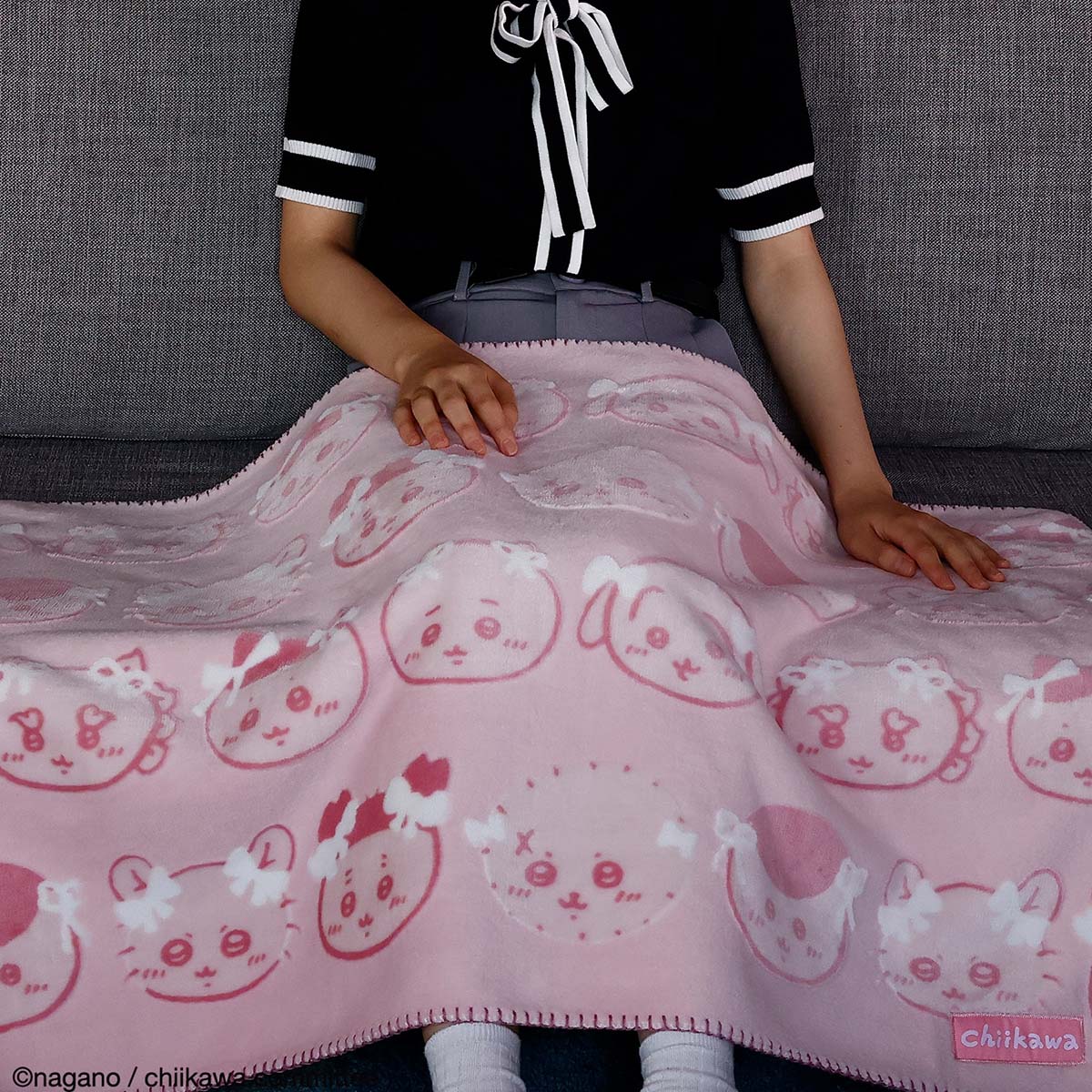 Chiikawa Opal-processed Blanket (Ribbon Ribbon・Pink)