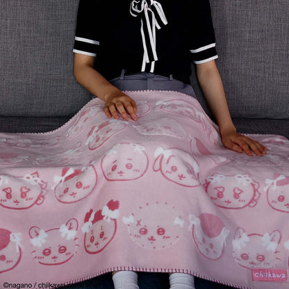 Chiikawa Opal-processed Blanket (Ribbon Ribbon・Pink)