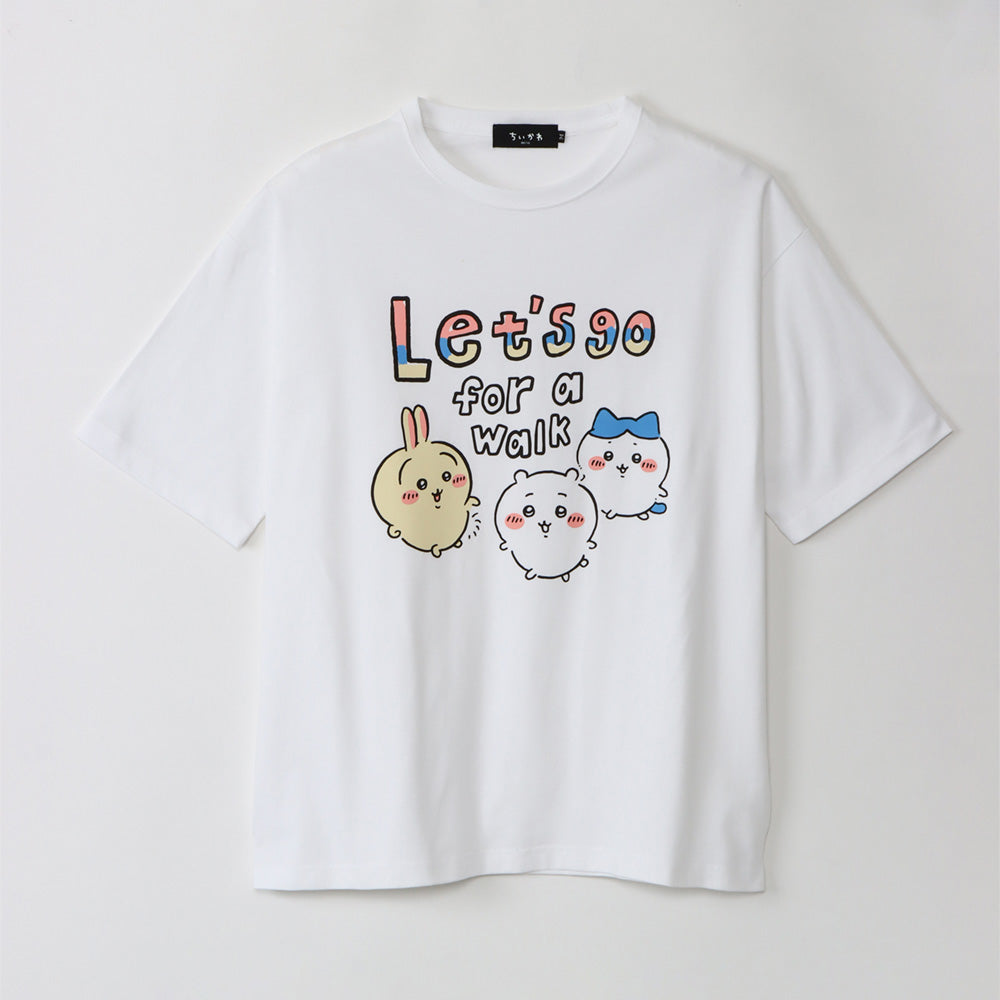 ちいかわ お出かけ楽しみ！な ビッグTシャツ お散歩 ホワイト