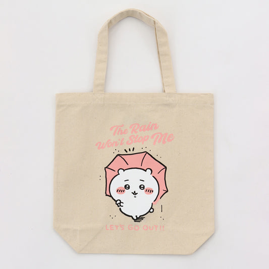 Chiikawa Excited to Go Out! Tote Bag (Chiikawa and Umbrella Natural)