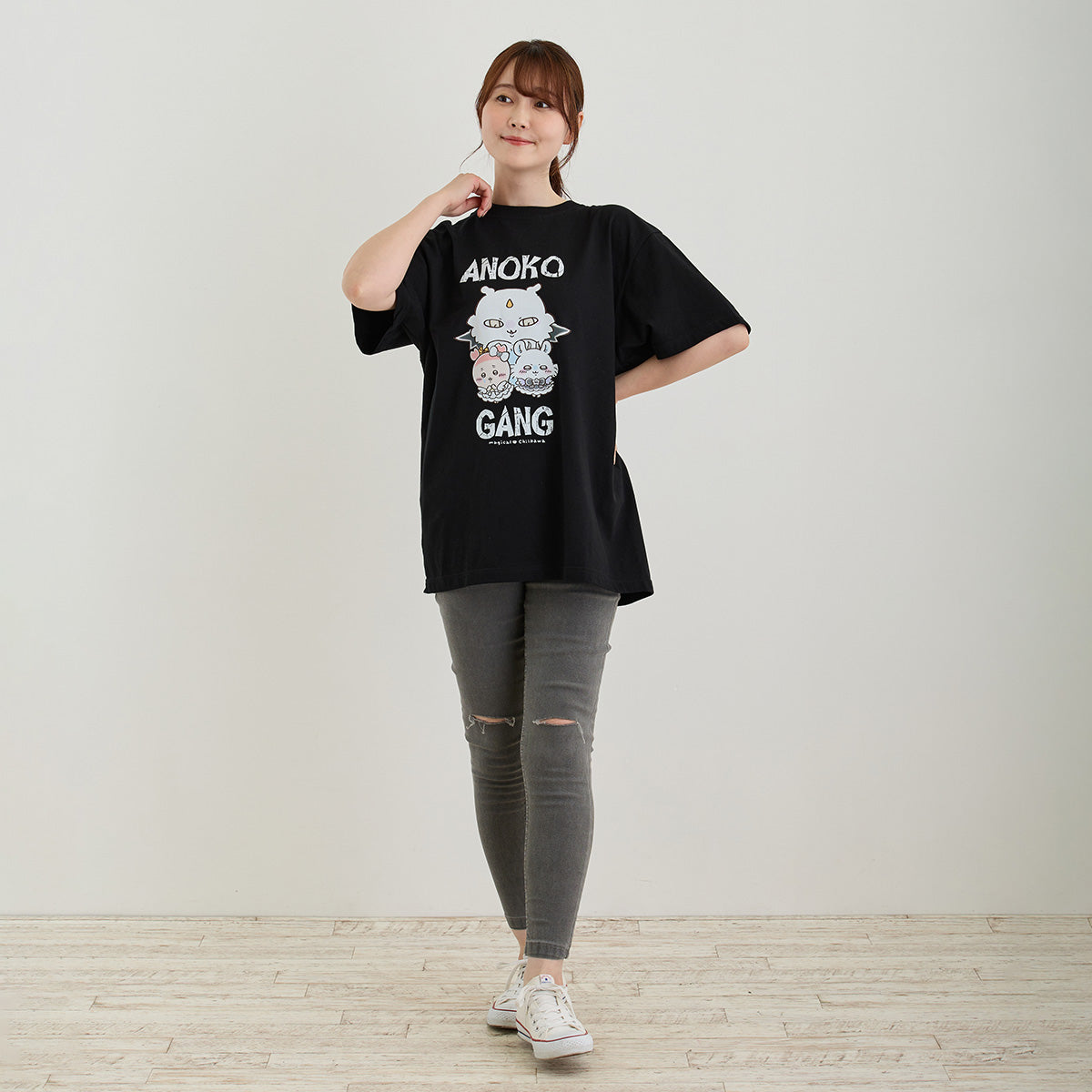 치이카와 초매지컬 치이카와 T셔츠 ANOKO GANG 블랙