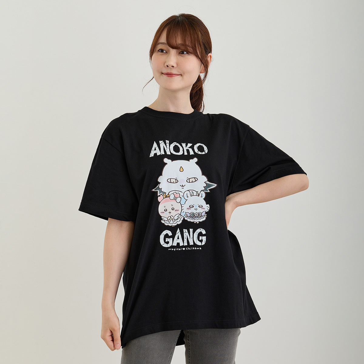 치이카와 초매지컬 치이카와 T셔츠 ANOKO GANG 블랙