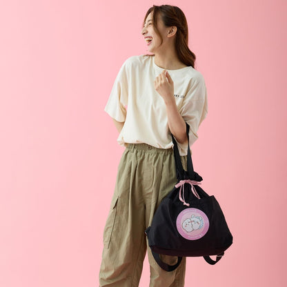 Chiikawa 2-Way Knapsack Chiikawa & Momonga Black