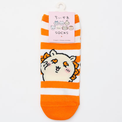 ちいかわ クルーソックス シーサーピース オレンジボーダー