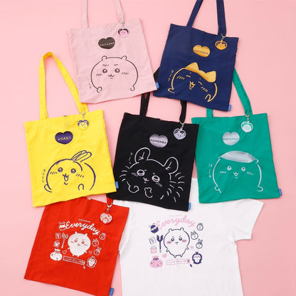 ちいかわ 刺繍トートバッグ ちいかわハート ピンク  (刺繍キーホルダー付)