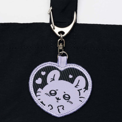 ちいかわ 刺繍トートバッグ モモンガハート ブラック  (刺繍キーホルダー付)