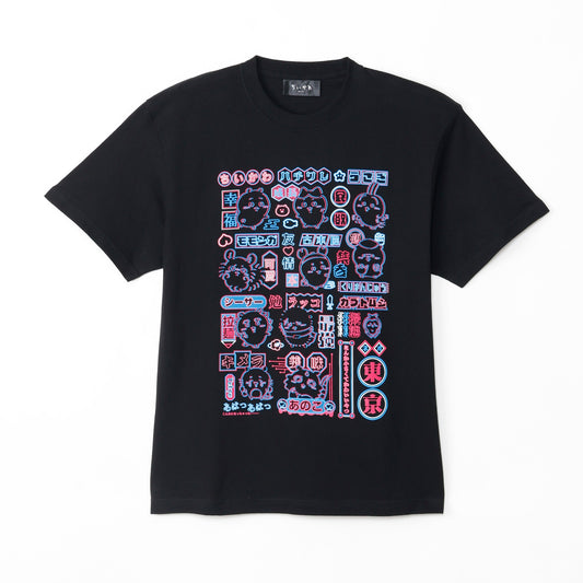 ちいかわ トーキョーちいかわ Tシャツ ネオン ブラック