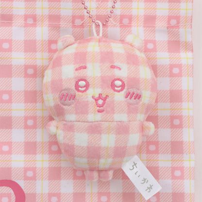 ちいかわ チェックシリーズ トートバッグ（チャーム付き）ちいかわ ピンク