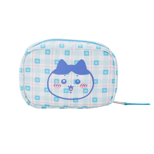 ちいかわ チェックシリーズ ポーチ ハチワレ ブルー