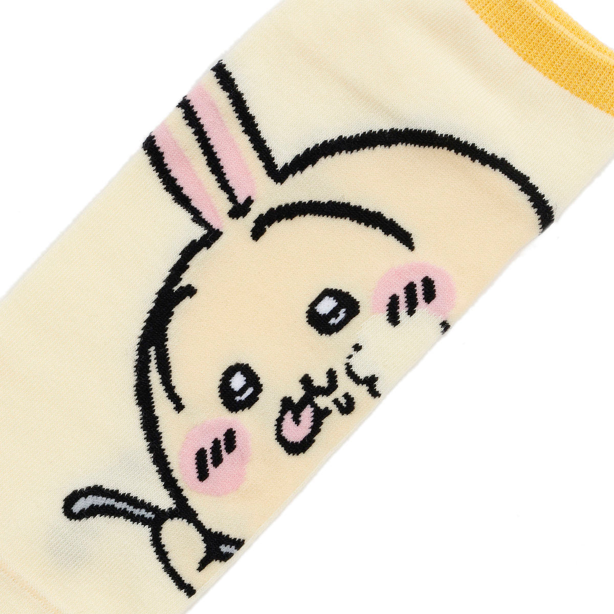ちいかわ クルーソックス うさぎアップ ライトイエロー