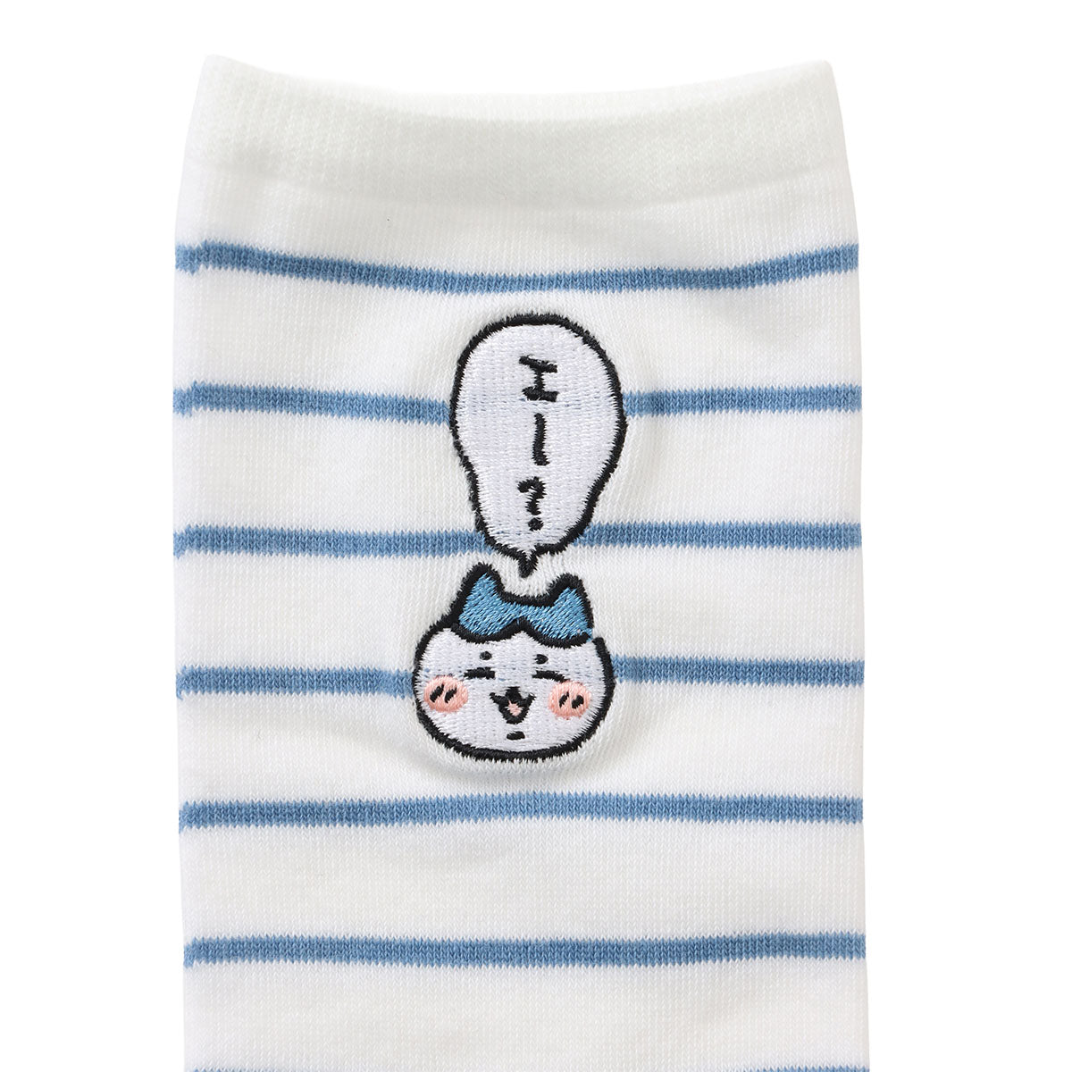 Chiikawa Crew Socks One-Point Embroidery Hachiware Border Blue