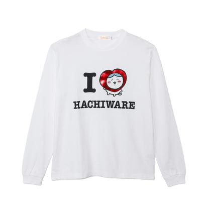 치이카와 긴팔 티셔츠 I LOVE HACHIWARE 화이트
