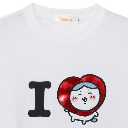 치이카와 긴팔 티셔츠 I LOVE HACHIWARE 화이트