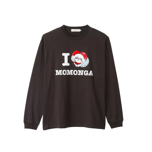치이카와 긴팔 티셔츠 I LOVE MOMONGA 챠콜