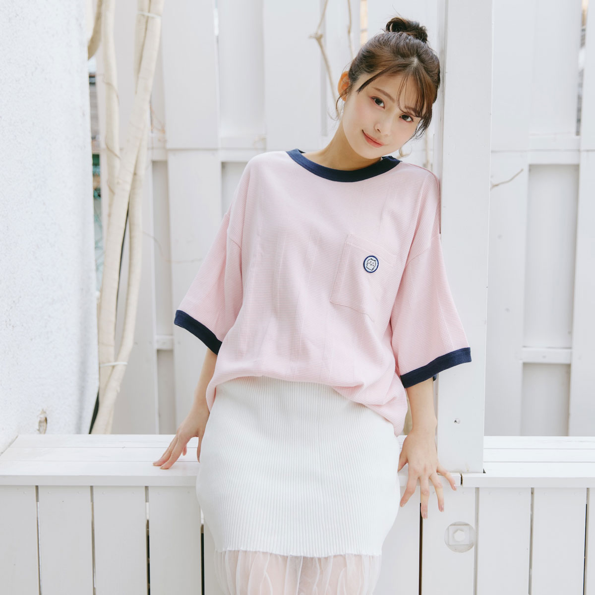 ちいかわ ビッグシルエットポケットTシャツ Robert P.Miller×Talking ちいかわ FLAMINGO