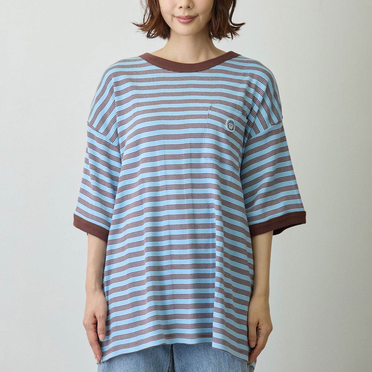 ちいかわ ビッグシルエットポケットTシャツ Robert P.Miller×Talking ハチワレ BLUEBERRY