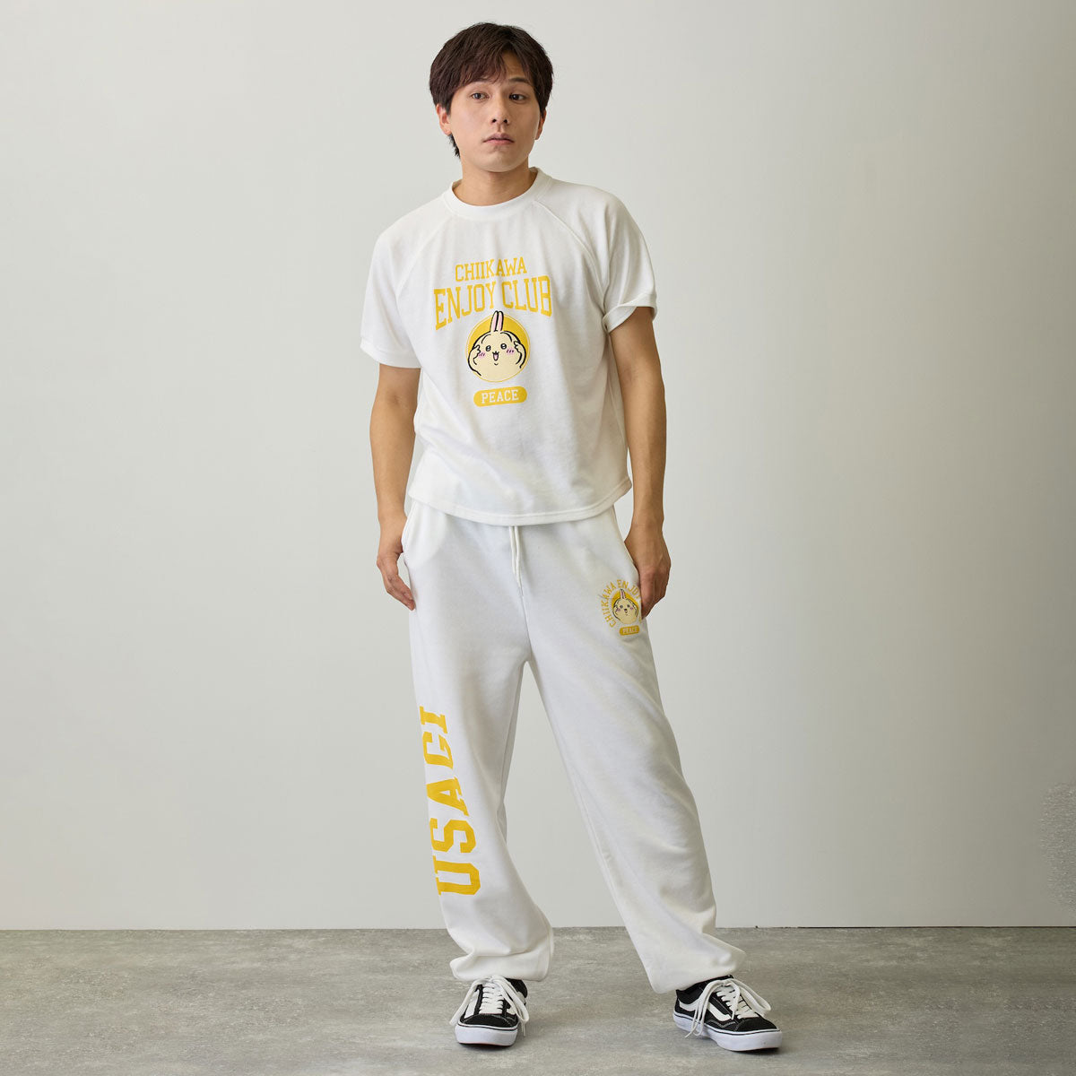 ちいかわ スウェットパンツ ピース うさぎ ホワイト