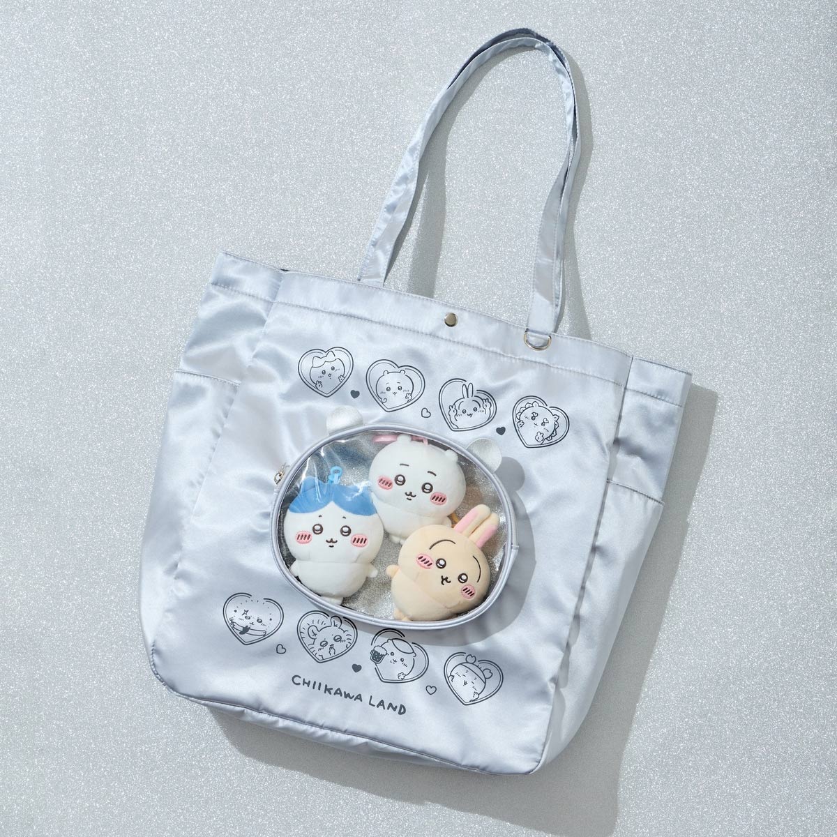 ちいかわ Go！IKEBUKURO トートバッグ ちいかわおかおポケット シルバー
