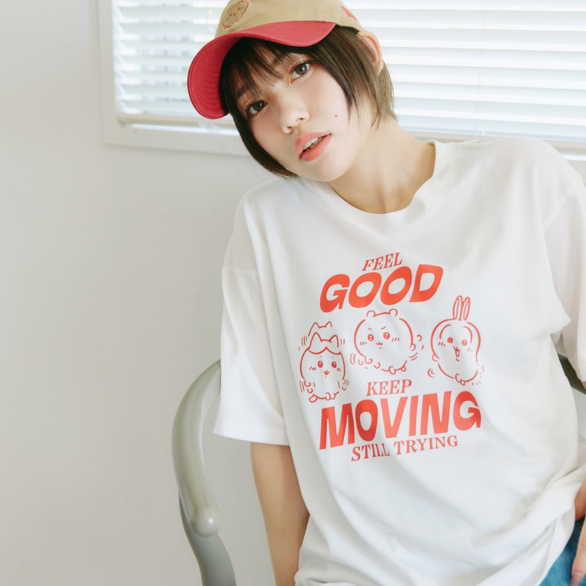 ちいかわ ドライTシャツ MOVE みんな ホワイト