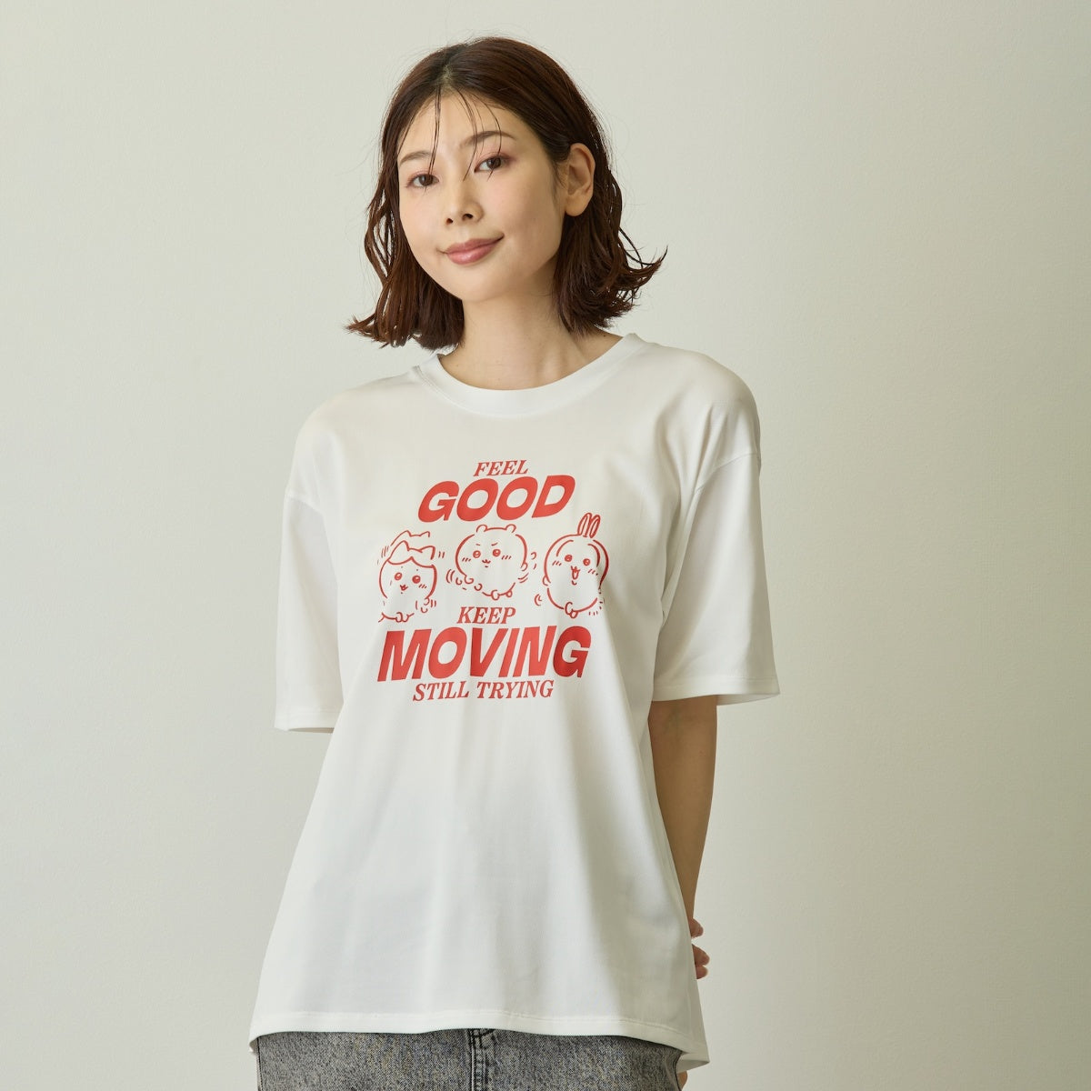 ちいかわ ドライTシャツ MOVE みんな ホワイト