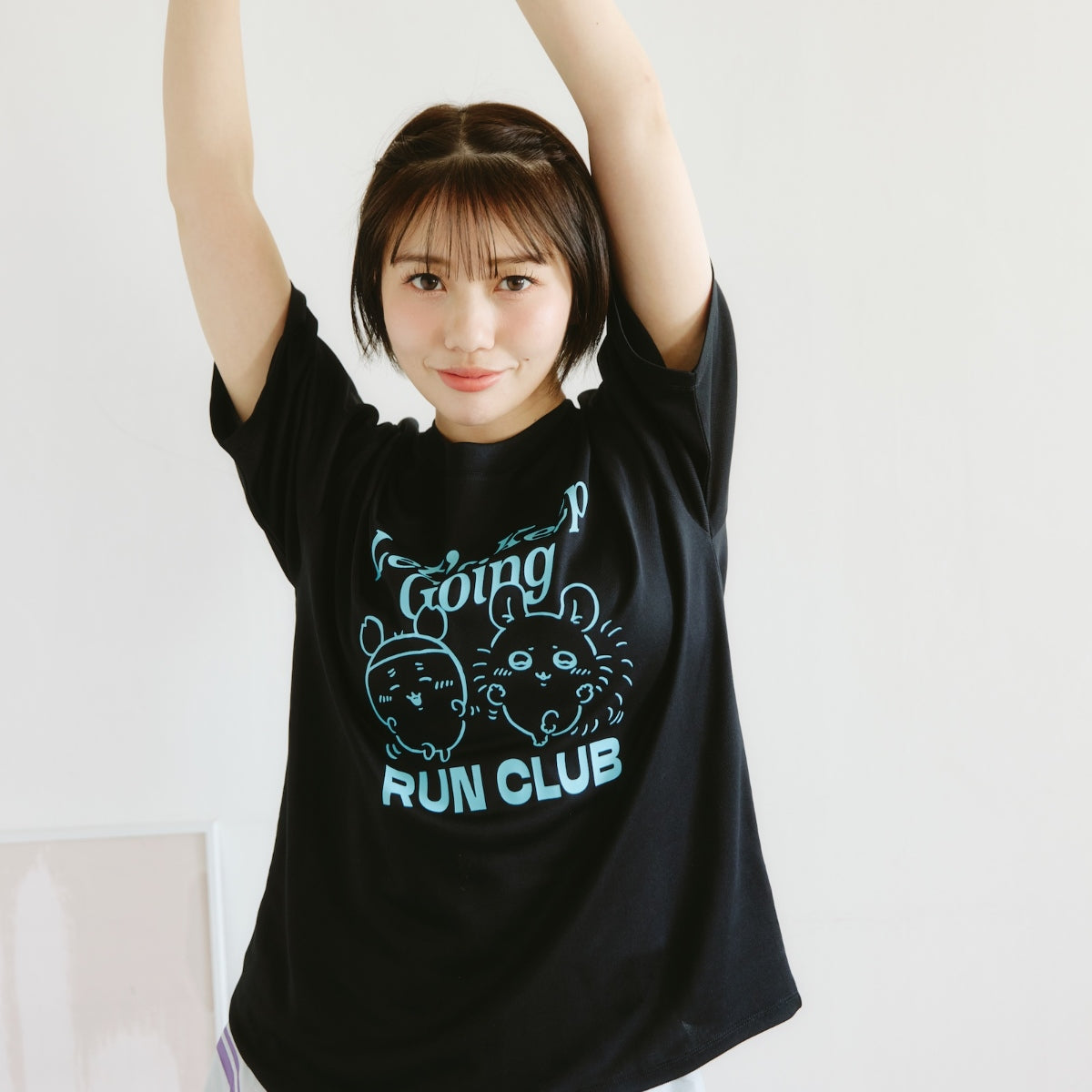 치이카와 드라이 T셔츠 RUN (하늘다람쥐 & 헌책방 / 블랙)