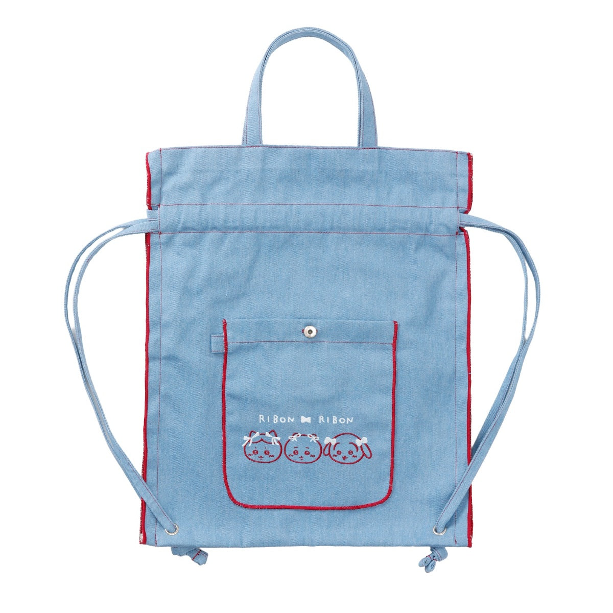 Chiikawa Denim Knapsack Ribbon (L-Blue)