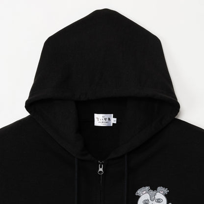 Chiikawa Movie "Chiikawa" Zip Hoodie WARNING (Black)