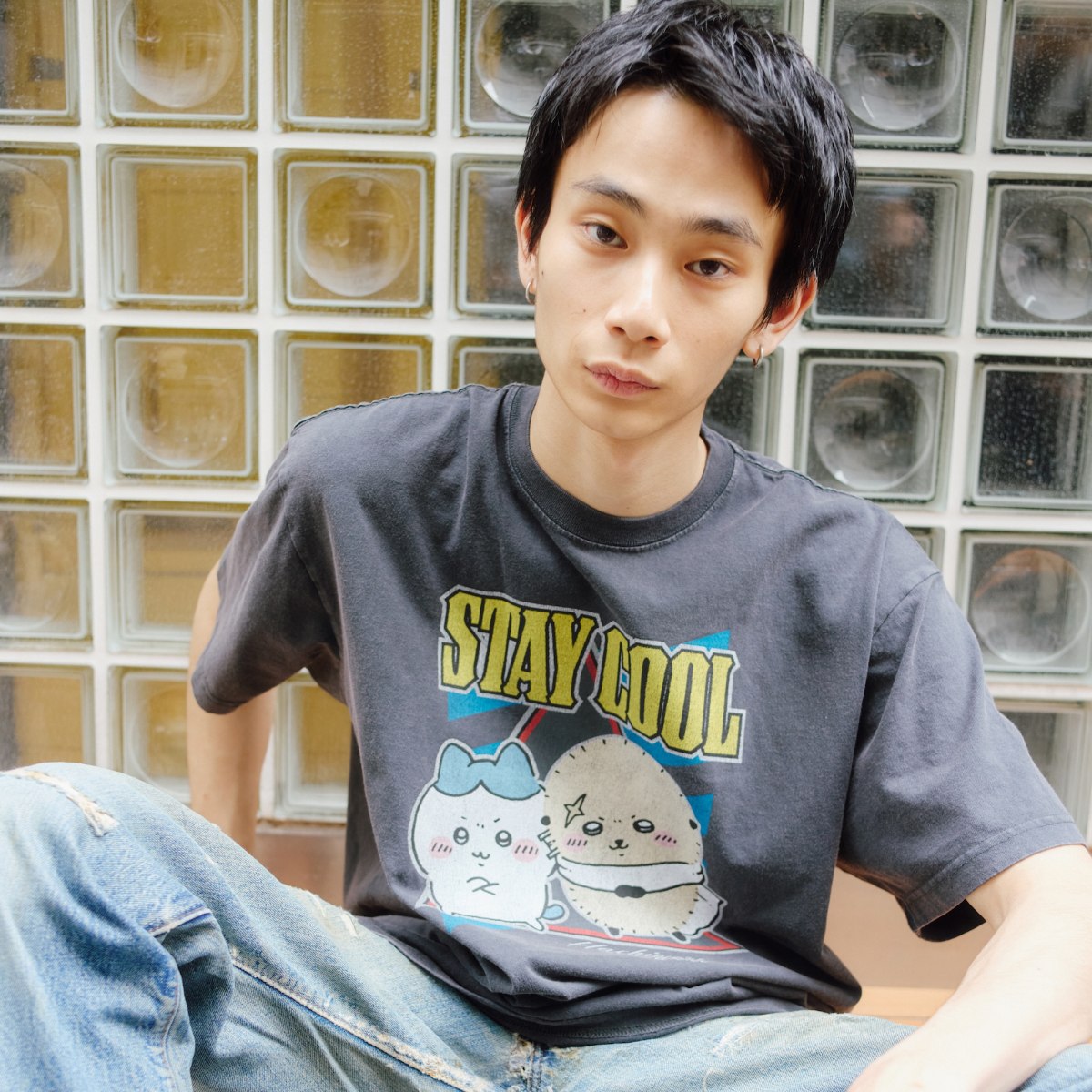 吉伊卡哇 T恤 STAY COOL 炭黑色