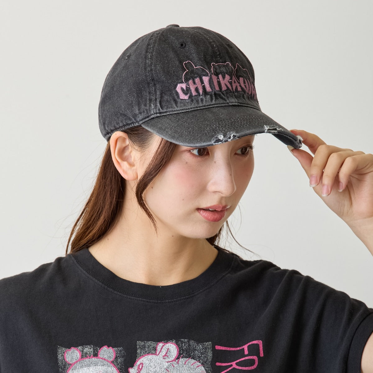 치이카와 캡모자 STAY CUTE STAY PUNK 블랙