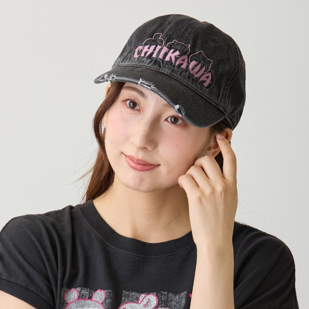 치이카와 캡모자 STAY CUTE STAY PUNK 블랙