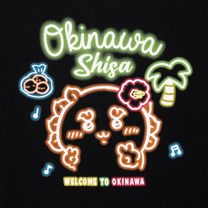 ちいかわ シーサーのおみやげやさん Tシャツ ネオン ブラック