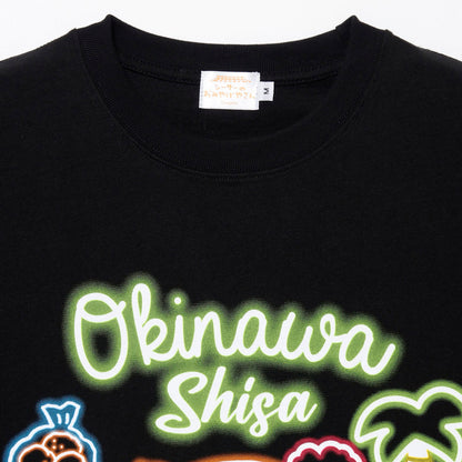 ちいかわ シーサーのおみやげやさん Tシャツ ネオン ブラック