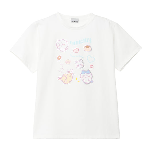 ちいかわ 箔プリントTシャツ DECO（みんな）ホワイト