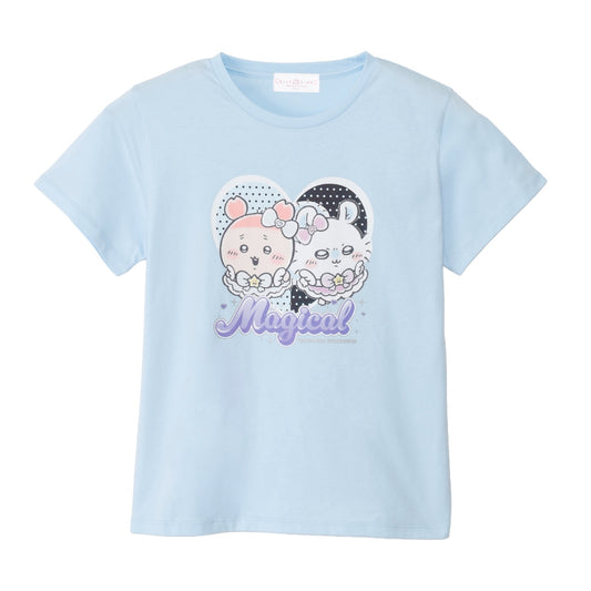 ちいかわ まじかるちいかわ Tシャツ モモンガ＆古本屋（キラキラプリント）サックス