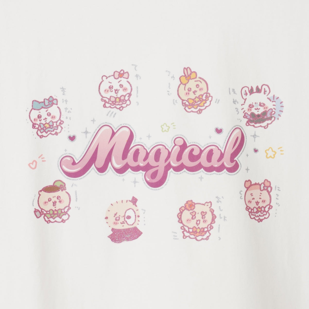 ちいかわ まじかるちいかわ Tシャツ みんな（キラキラプリント）ホワイト